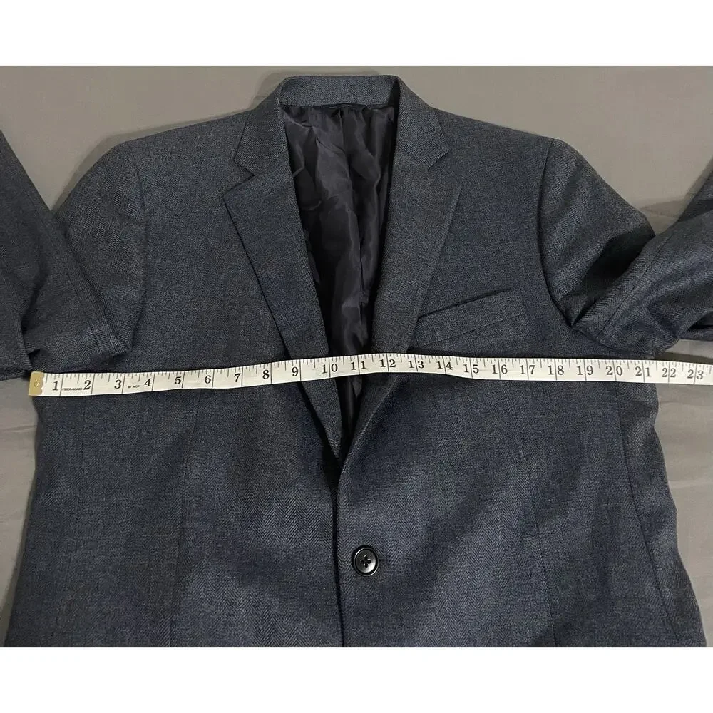 Brooks Brothers Regent Fit Tweed Wool Blazer 42R Blue Herringbone 2-Button